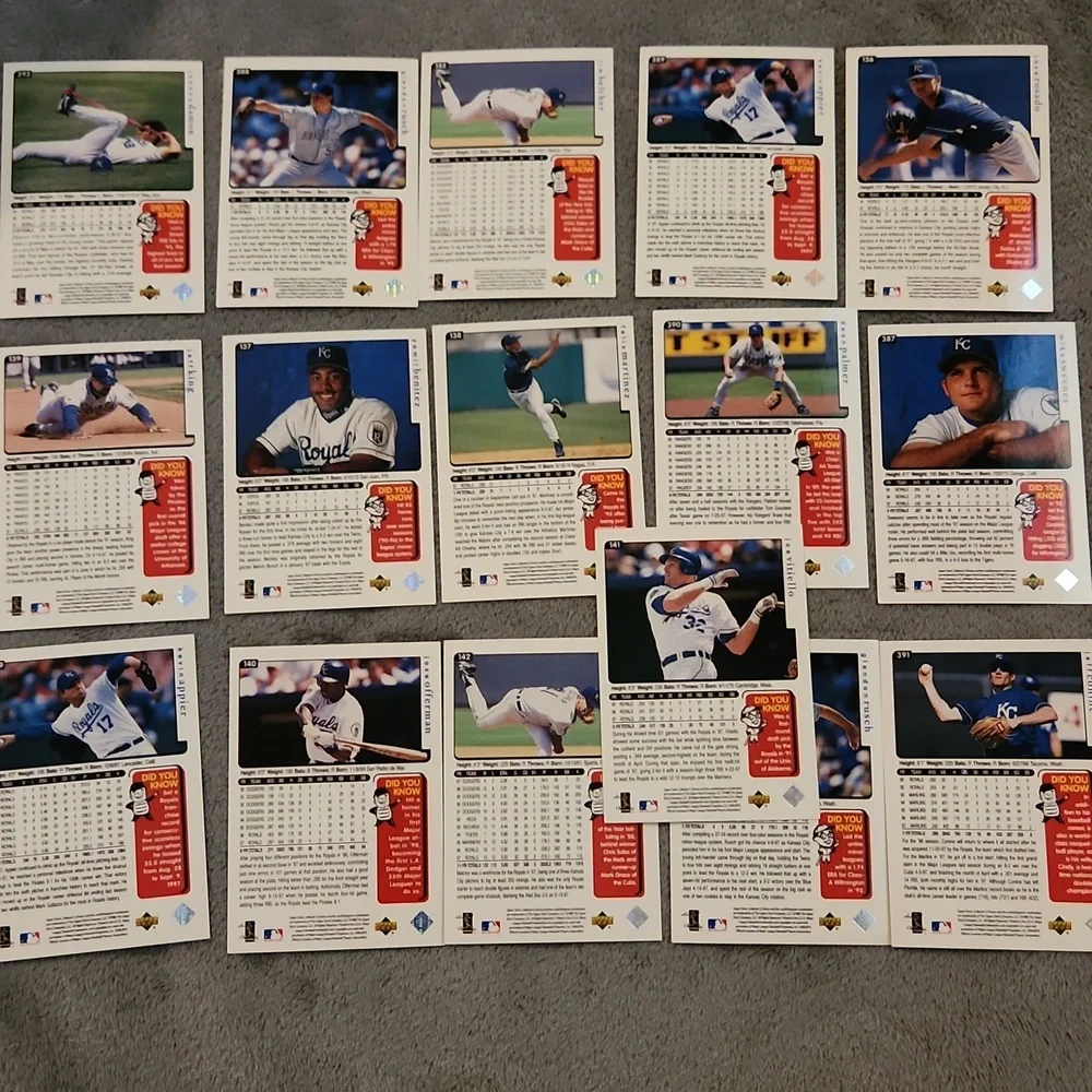 Vintage 1998 Upper Deck Royals Baseball Trading Cards